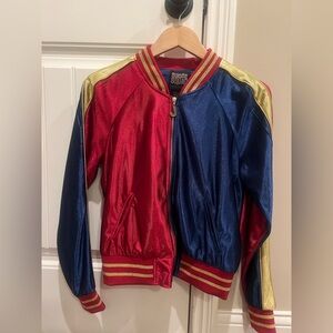 Harley Quinn Red, Blue, and Gold Bomber Jacket